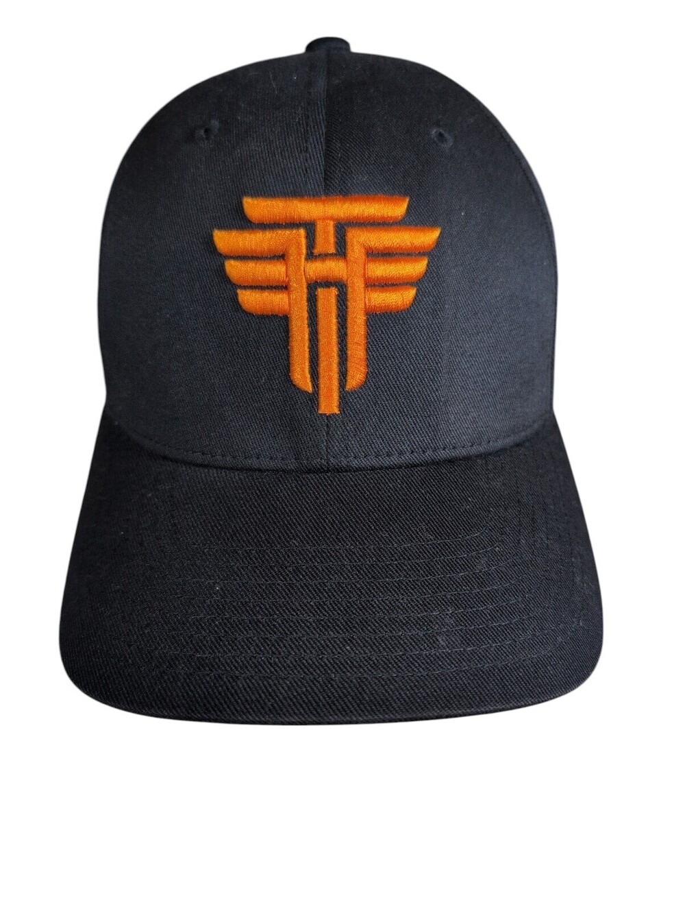 TH Tim Hawkins Mens Black/Orange Flex Fit Hat Small/Medium Embroidered